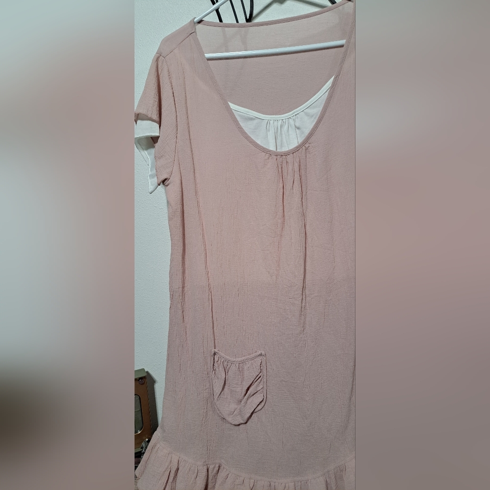 Pink Ruffle Hem Women's Top - Picture 3 of 5